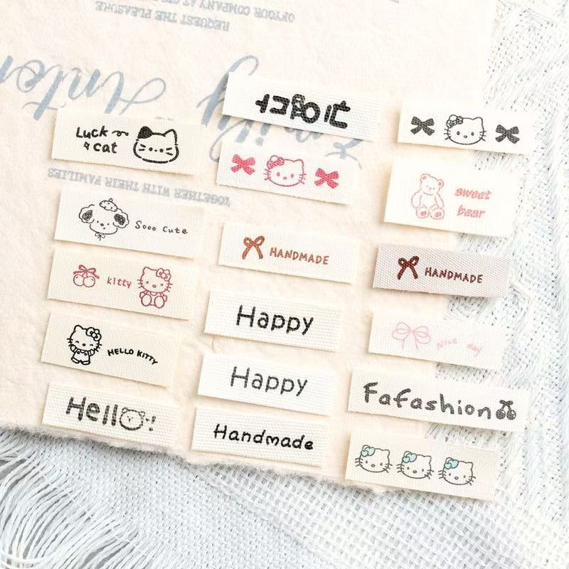 Cute cat dog bunny character DIY clothing label for garments and accessories