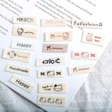 Cute cat dog bunny character DIY clothing label for garments and accessories