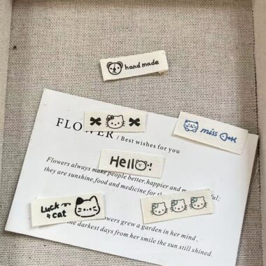 Cute cat dog bunny character DIY clothing label for garments and accessories