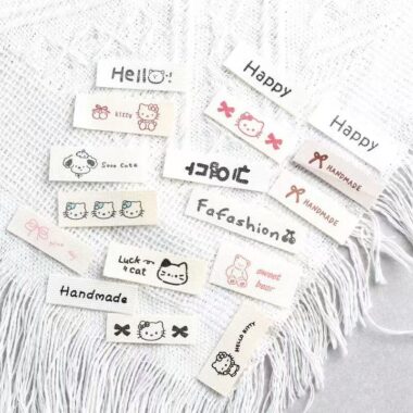 Cute cat dog bunny character DIY clothing label for garments and accessories