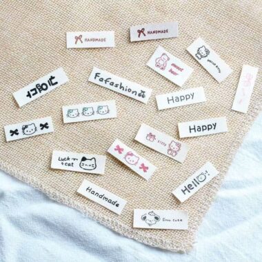Cute cat dog bunny character DIY clothing label for garments and accessories