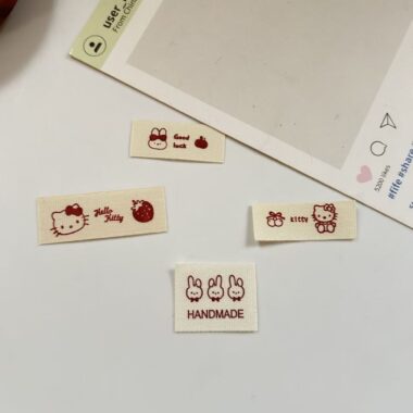 Cute cat dog bunny character DIY clothing label for garments and accessories