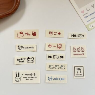 Cute cat dog bunny character DIY clothing label for garments and accessories