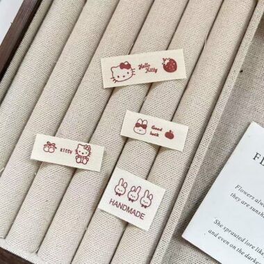 Cute cat dog bunny character DIY clothing label for garments and accessories