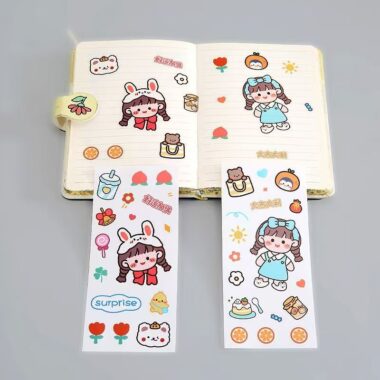 Waterproof cute cartoon sticker sheet for phones tablets stationery