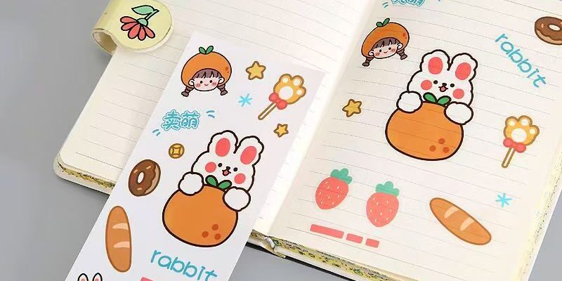 Waterproof cute cartoon sticker sheet for phones tablets stationery