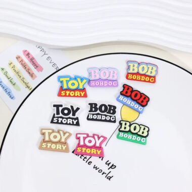 High-quality cartoon alphabet PVC decorative label for apparel and crafts