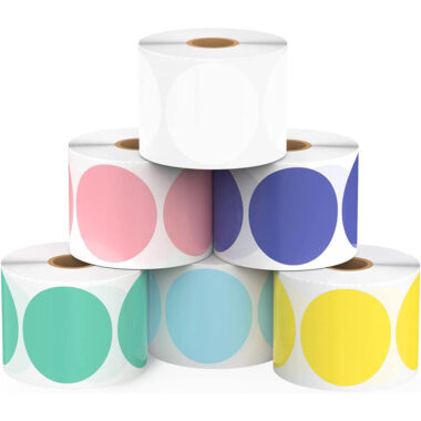 Round colored waterproof thermal self-adhesive label for packaging