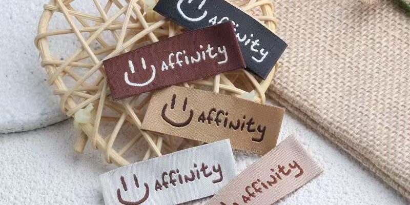 Smiley embroidered woven label for clothing and DIY accessories
