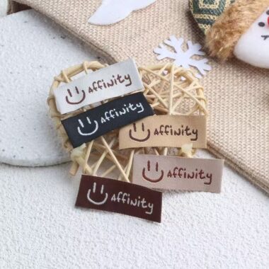 Smiley embroidered woven label for clothing and DIY accessories