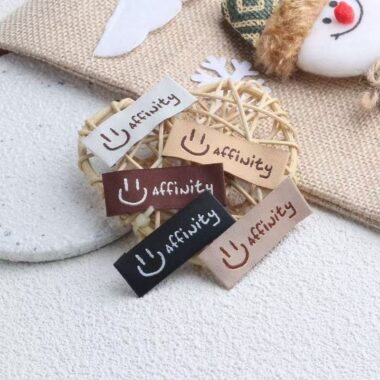 Smiley embroidered woven label for clothing and DIY accessories