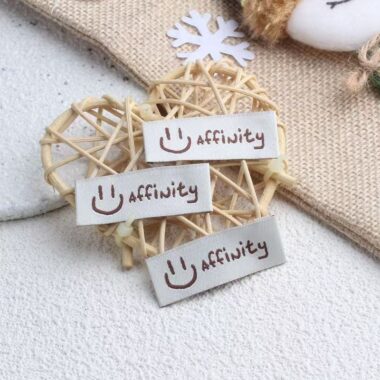 Smiley embroidered woven label for clothing and DIY accessories