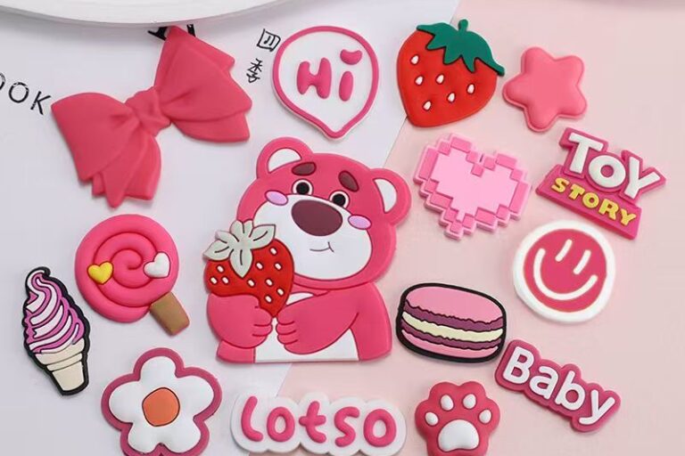Strawberry Bear Cartoon PVC Label (7) Cute strawberry bear PVC decorative label for apparel bags crafts
