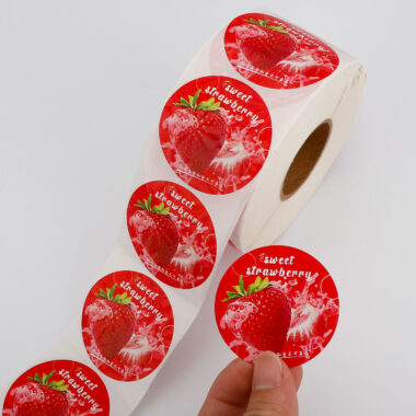Waterproof round fruit packaging sticker roll for food boxes
