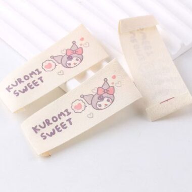 Cute cartoon beige pure cotton handmade woven labels