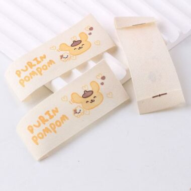 Cute cartoon beige pure cotton handmade woven labels