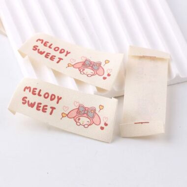 Cute cartoon beige pure cotton handmade woven labels