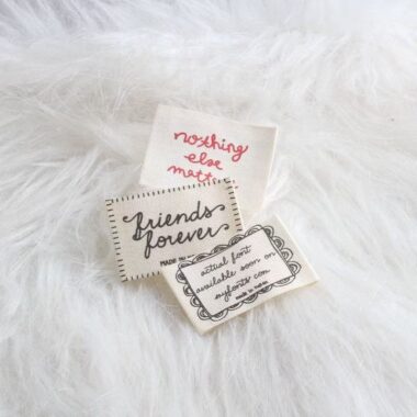 Korean beige letter embroidered DIY woven labels