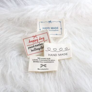 Korean beige letter embroidered DIY woven labels