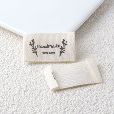 DIY beige letter embroidered handmade woven labels