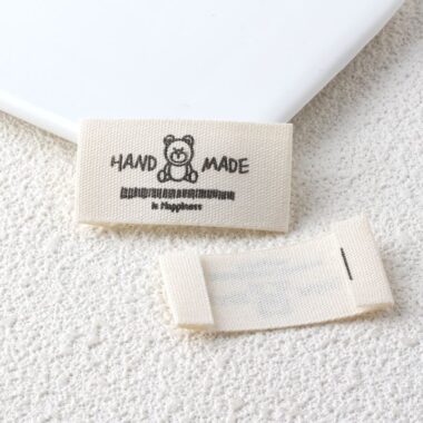 DIY beige letter embroidered handmade woven labels