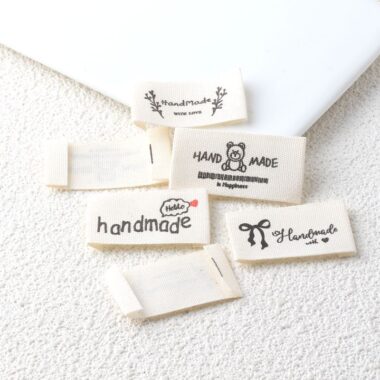 DIY beige letter embroidered handmade woven labels