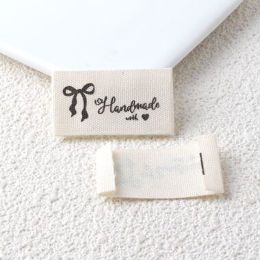 DIY beige letter embroidered handmade woven labels