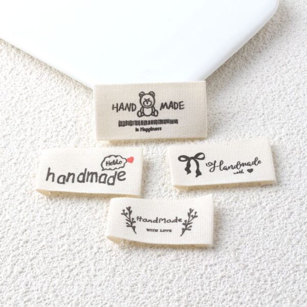 DIY beige letter embroidered handmade woven labels