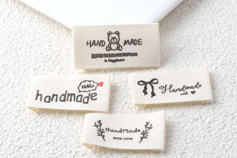 DIY beige letter embroidered handmade woven labels