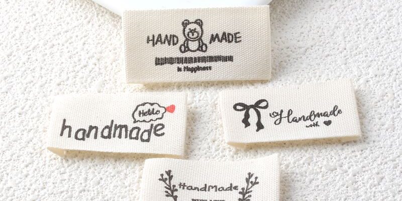 DIY beige letter embroidered handmade woven labels
