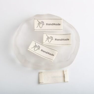 Beige minimal English woven labels for apparel accessories