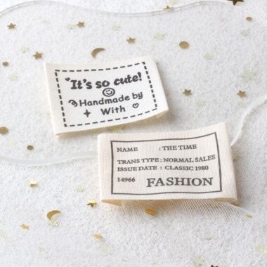 Beige multi-letter handmade DIY woven labels for apparel
