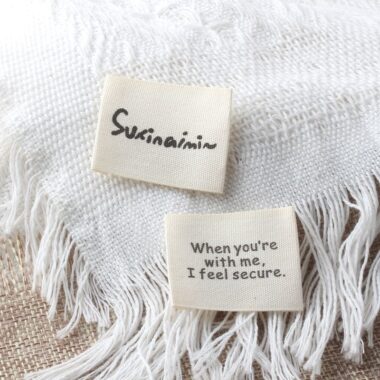 Beige multi-letter handmade DIY woven labels for apparel
