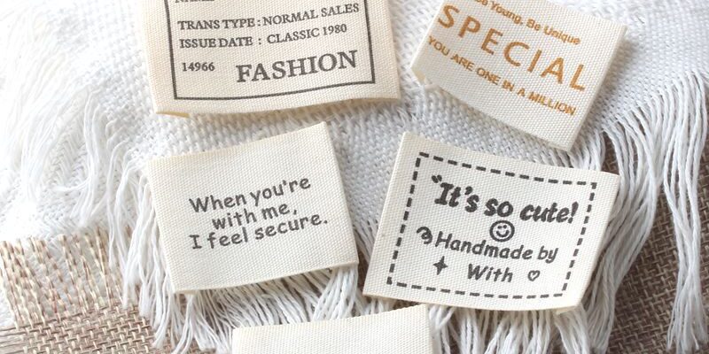 Beige multi-letter handmade DIY woven labels for apparel