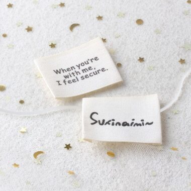 Beige multi-letter handmade DIY woven labels for apparel