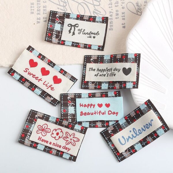 Cute handmade bow heart plaid clothing labels