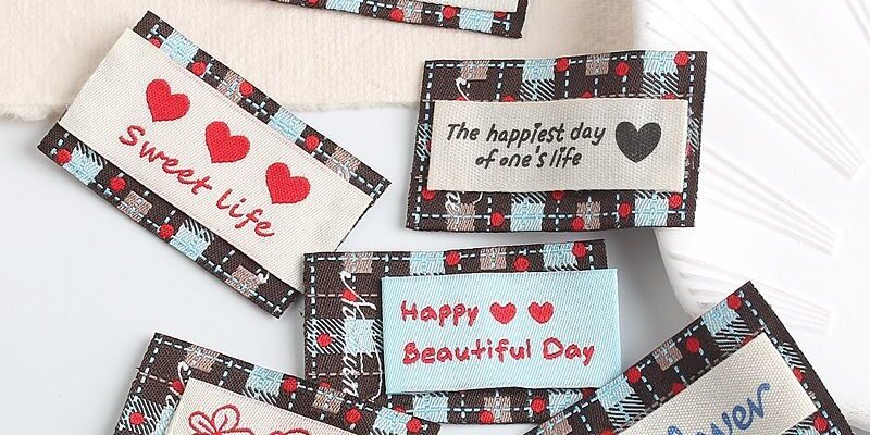 Cute handmade bow heart plaid clothing labels