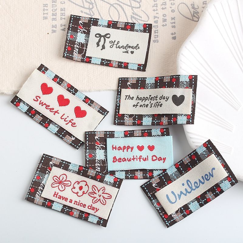 Cute handmade bow heart plaid clothing labels
