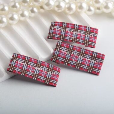 Korean style brown plaid smiley handmade clothing labels