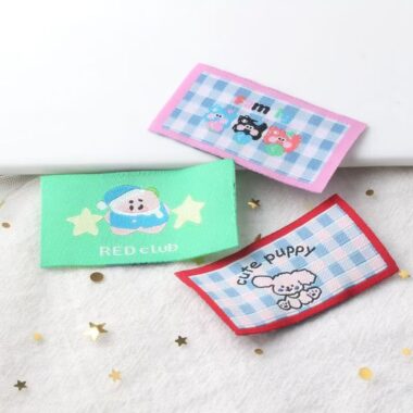 DIY cartoon puppy woven labels for clothing