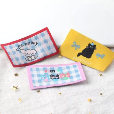 DIY cartoon puppy woven labels for clothing