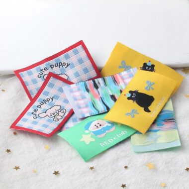 DIY cartoon puppy woven labels for clothing