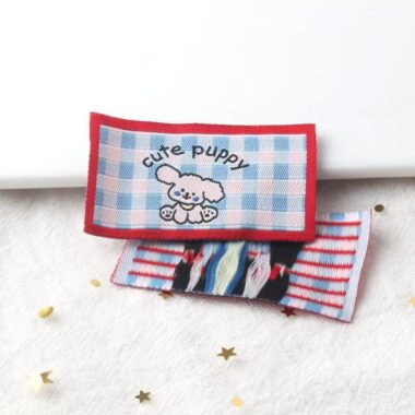 DIY cartoon puppy woven labels for clothing