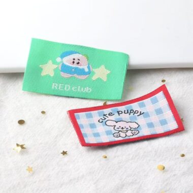 DIY cartoon puppy woven labels for clothing
