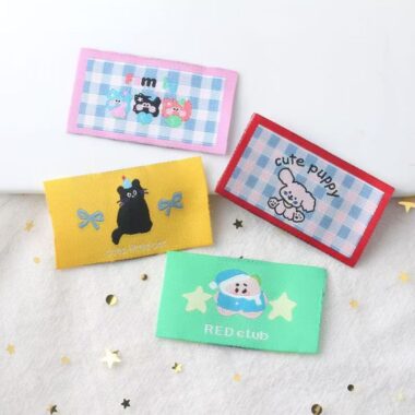 DIY cartoon puppy woven labels for clothing
