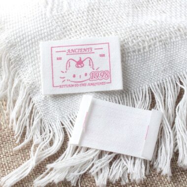 Sweet cute cat and dog woven labels for clothing