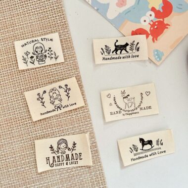 Handmade cotton cartoon clothing labels for kids apparel