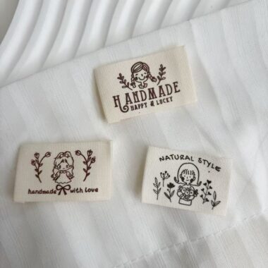 Handmade cotton cartoon clothing labels for kids apparel