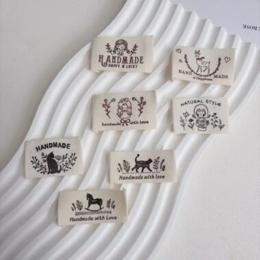 Handmade cotton cartoon clothing labels for kids apparel