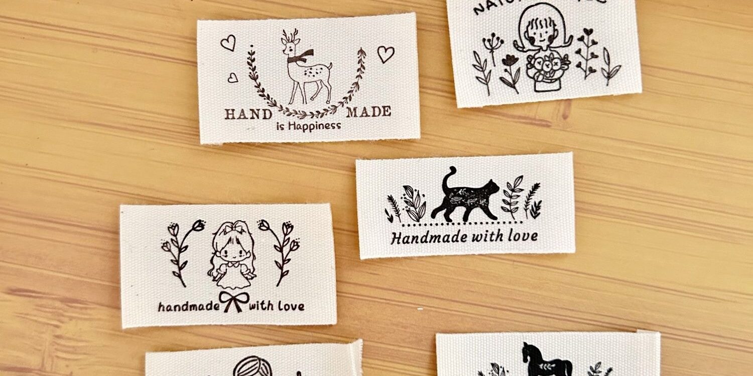 Handmade cotton cartoon clothing labels for kids apparel